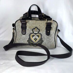 Vintage Juicy Couture Velour Messenger Bag Purse Crossbody Heart Crest Excellent
